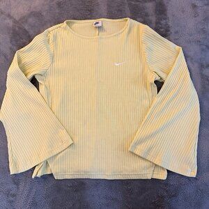 Nike Sportswear Women's Yellow Ribbed Jersey Long-Sleeve Top MEDIUM DV7866-706